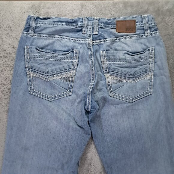 BKE Tyson Jean Men 33x30, Tag 32S Straight Leg Blue Faded Denim 100% Cotton - Picture 4 of 14